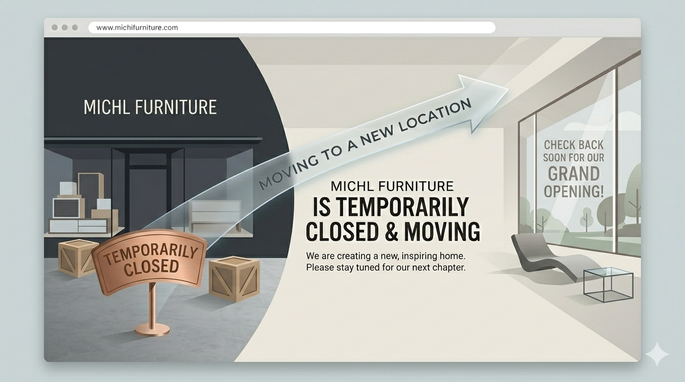 Michl Furniture temporary closure and moving notice
